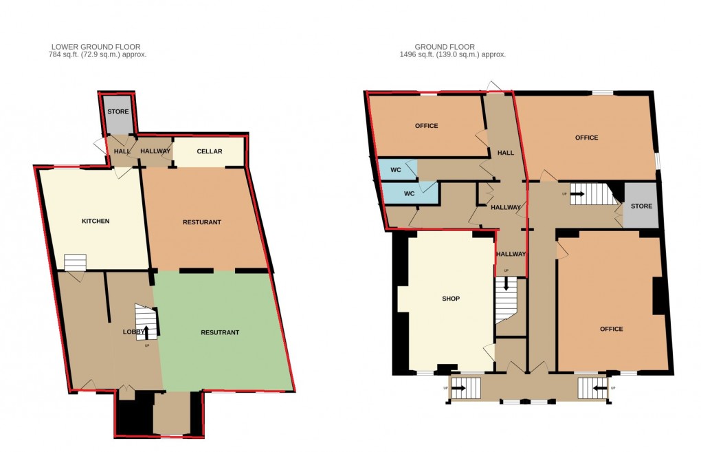 Floorplan for & 58 Broad Street, 57 & 58 Broad Street, Lyme Regis, Dorset